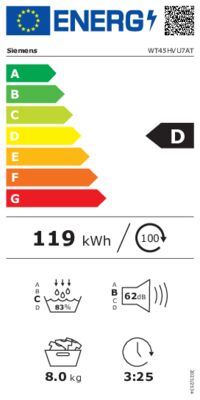 Energielabel von WT45HVU7AT, Energieeffizienzklasse D. Daten siehe Produktdetailseite.