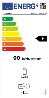 Energielabel von KTe550, Energieeffizienzklasse E. Daten siehe Produktdetailseite.