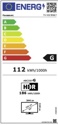 Energielabel von TV-65Z90BE7, Energieeffizienzklasse G. Daten siehe Produktdetailseite.