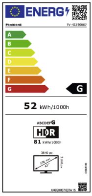 Energielabel von TV-42Z90BE7, Energieeffizienzklasse G. Daten siehe Produktdetailseite.