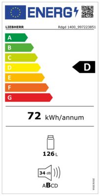 Energielabel von Rdgd 1400 - 20, Energieeffizienzklasse D. Daten siehe Produktdetailseite.