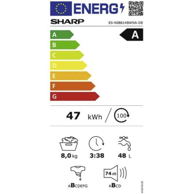 Energielabel von ES-NIB814BWNA, Energieeffizienzklasse A. Daten siehe Produktdetailseite.
