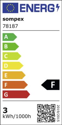 Étiquette énergétique de TROLL 2.0 T LED  H38 GOLD, classe d'efficacité énergétique F. Données disponibles sur la page produit.