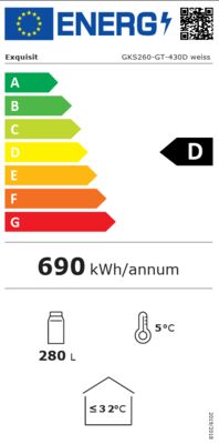 Energielabel von GKS260-GT-430D, Energieeffizienzklasse D. Daten siehe Produktdetailseite.