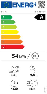 Energielabel von SMU4EBS03D, Energieeffizienzklasse A. Daten siehe Produktdetailseite.
