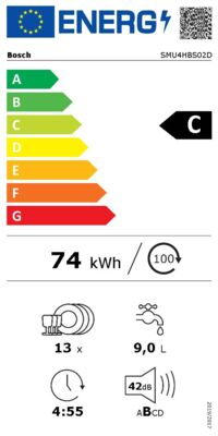Energielabel von SMU4HBS02D, Energieeffizienzklasse C. Daten siehe Produktdetailseite.