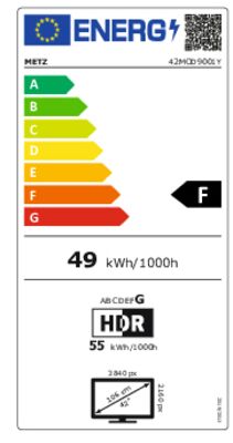 Energielabel von 42MOD9001Y, Energieeffizienzklasse F. Daten siehe Produktdetailseite.