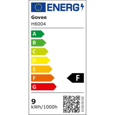 Etichetta energetica di Smart Wifi&BLE Light Bulb 800lm, classe di efficienza energetica F. Dati disponibili sulla pagina del prodotto.