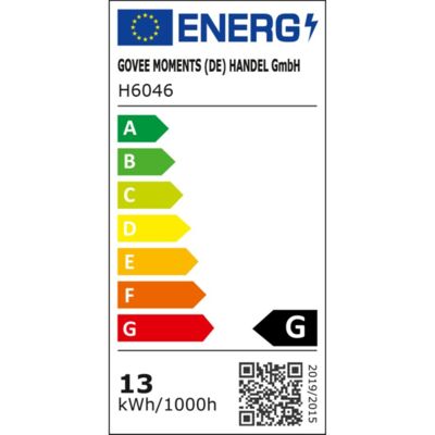 Etichetta energetica di RGBIC TV Light Bars für 45-70 Zoll TV, classe di efficienza energetica G. Dati disponibili sulla pagina del prodotto.