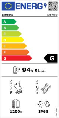 Energielabel von Galaxy Tab S11 Ultra WiFi 256GB, Energieeffizienzklasse G. Daten siehe Produktdetailseite.