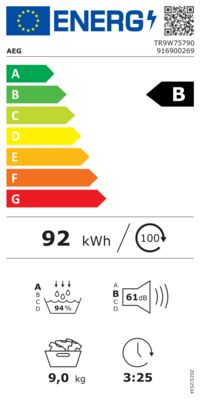 Energielabel von TR9W75790, Energieeffizienzklasse B. Daten siehe Produktdetailseite.