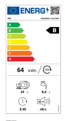 Energielabel von GI8200B2SC, Energieeffizienzklasse B. Daten siehe Produktdetailseite.