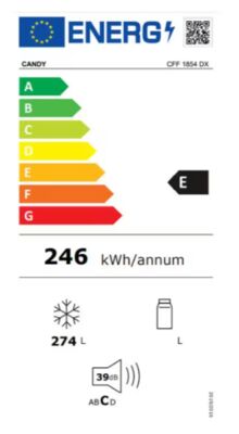 Energielabel von CFF 1854 DX, Energieeffizienzklasse E. Daten siehe Produktdetailseite.