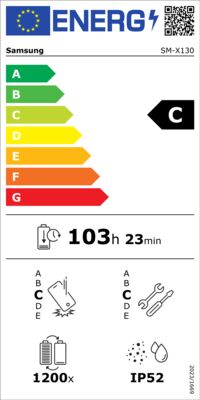Energielabel von Galaxy Tab A11 64GB Wi-Fi X130N, Energieeffizienzklasse C. Daten siehe Produktdetailseite.