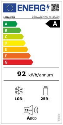 Energielabel von CBNbsa20 575i, Energieeffizienzklasse A. Daten siehe Produktdetailseite.