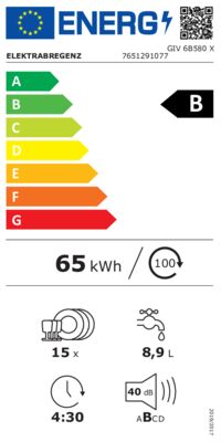Energielabel von GIV 6B580 X, Energieeffizienzklasse B. Daten siehe Produktdetailseite.
