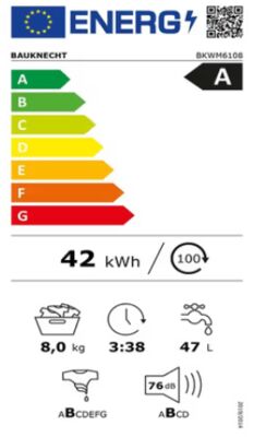 Etichetta energetica di BKWM6108, classe di efficienza energetica A. Dati disponibili sulla pagina del prodotto.