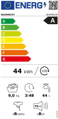 Etichetta energetica di BKWM8109, classe di efficienza energetica A. Dati disponibili sulla pagina del prodotto.