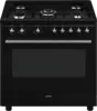 SMEG CX91GMBLNLK Classici Esthetisch Fornuis met Gas Kookplaat - 90 x 60 cm - Zwart