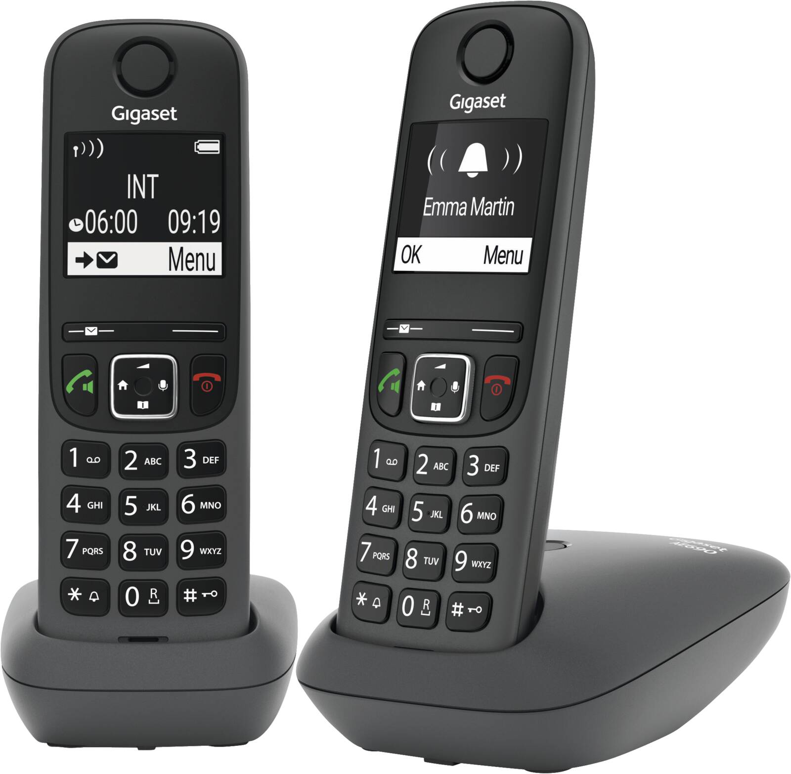 Abbildung 1 zu Gigaset Festnetz Telefone AE690 Duo 2er Set Schwarz Schnurlos