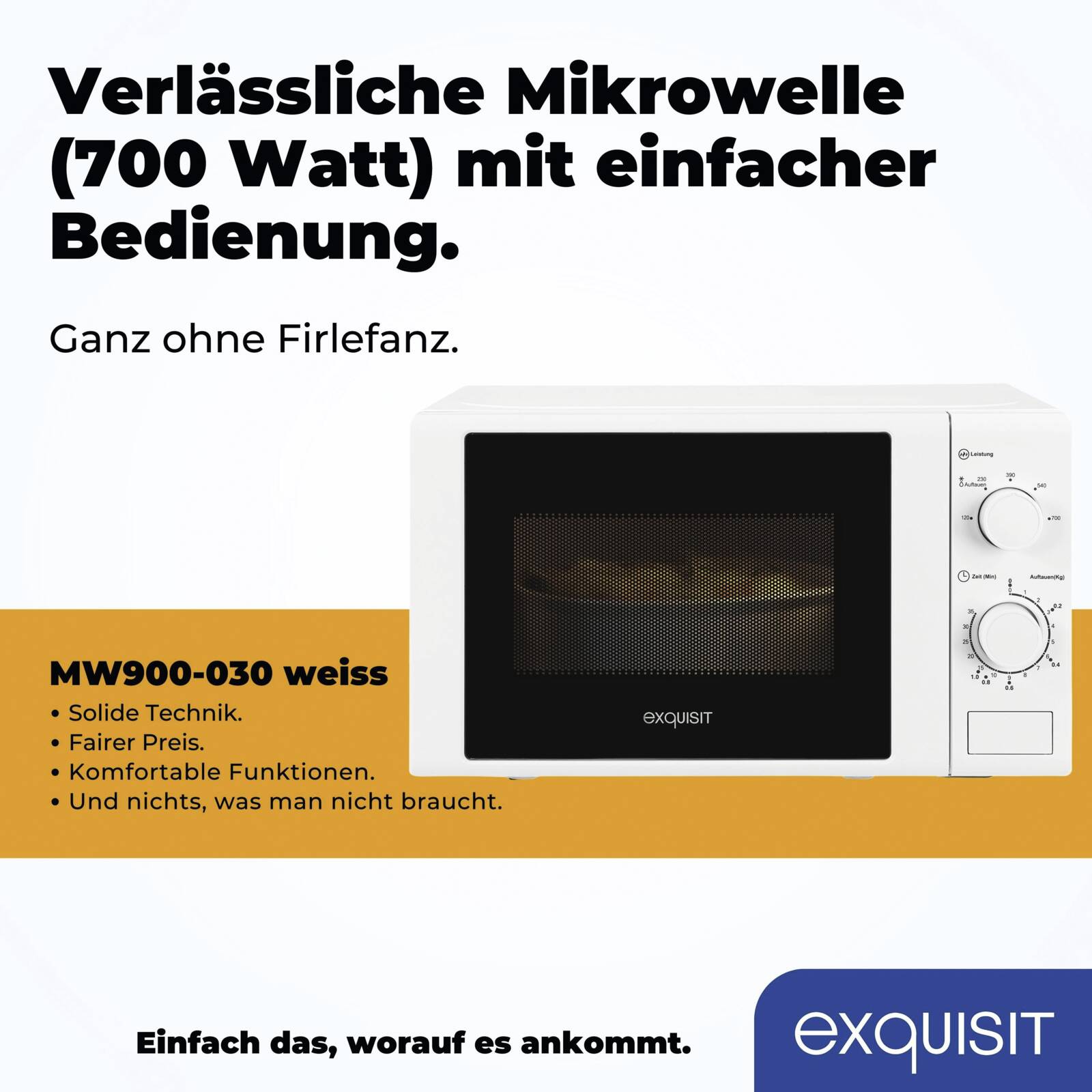Abbildung 2 zu Exquisit MW 900-030 Weiss Solo-Mikrowelle, 20 l,5Leistungsstufen,700Watt