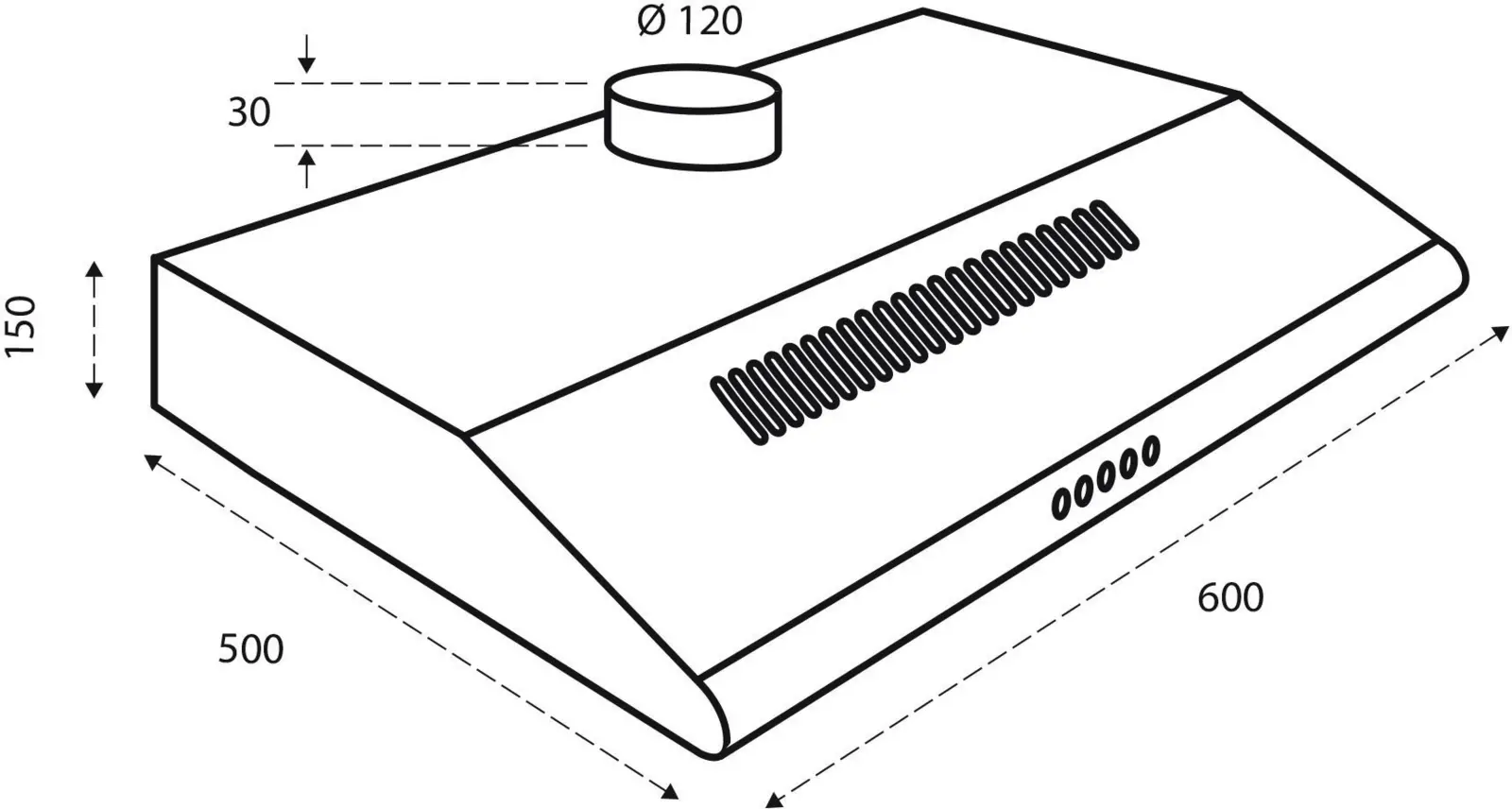 Inventum AKO6012WIT onderbouw afzuigkap