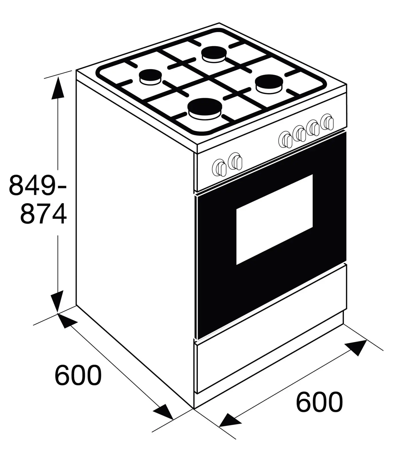 ETNA FGV160RVS Gas- en Elektrofornuis - 60 cm