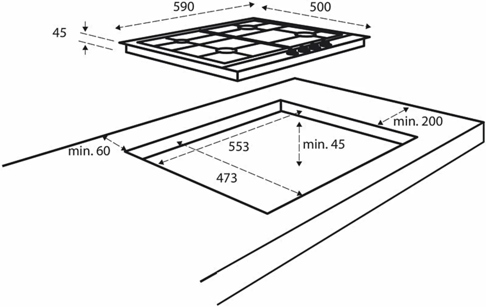 Inventum IKG6011RVS gaskookplaat