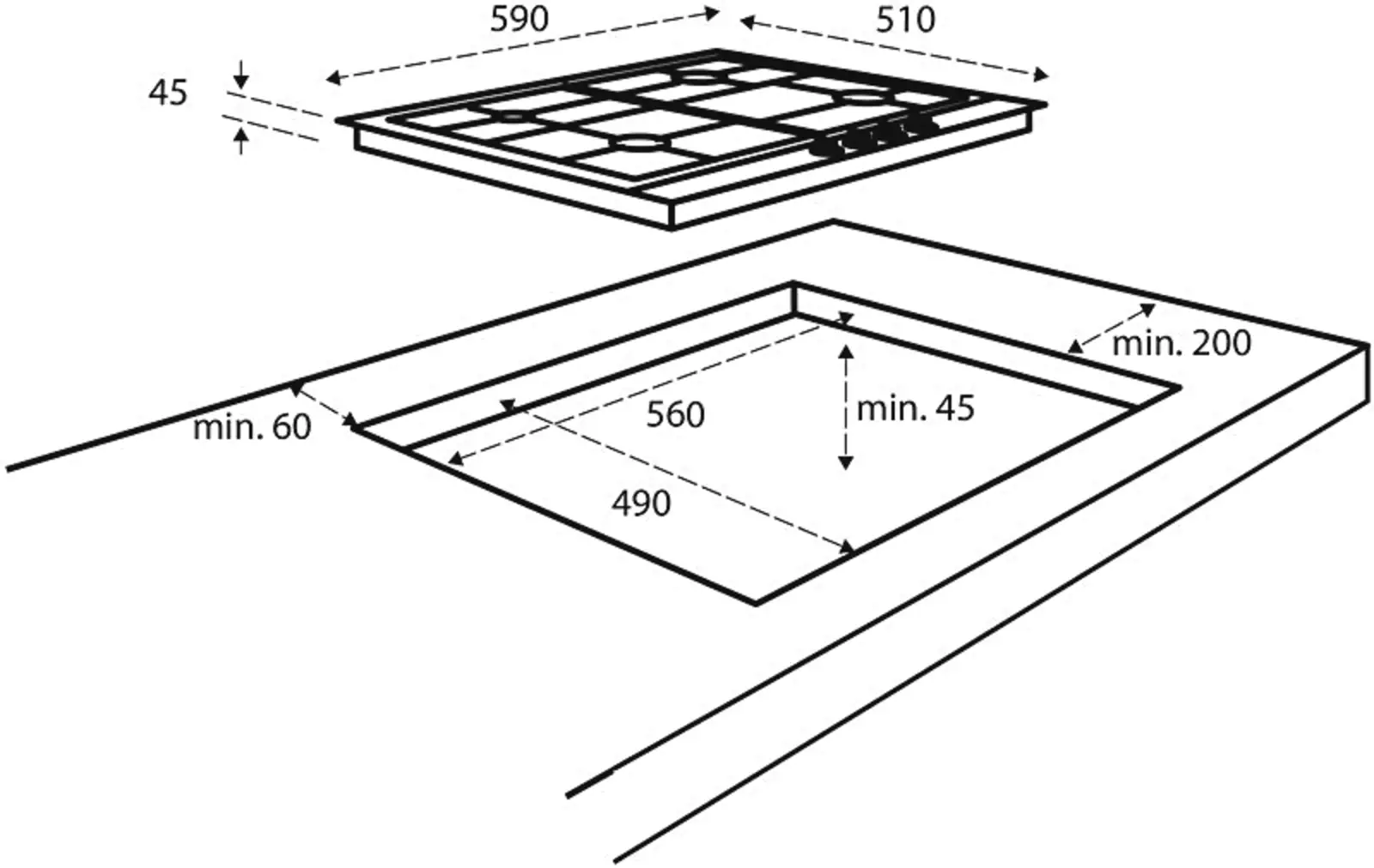 Inventum IKG6023GRVS gaskookplaat