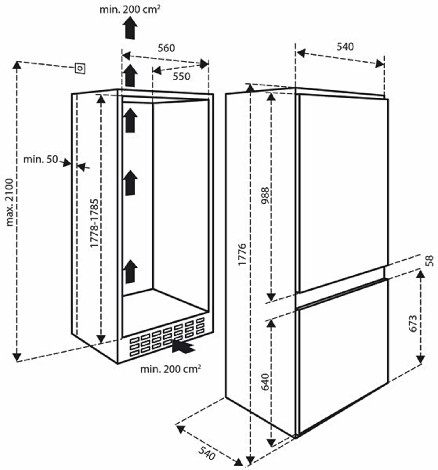 Inventum IKV1782S inbouw koelvriescombinatie