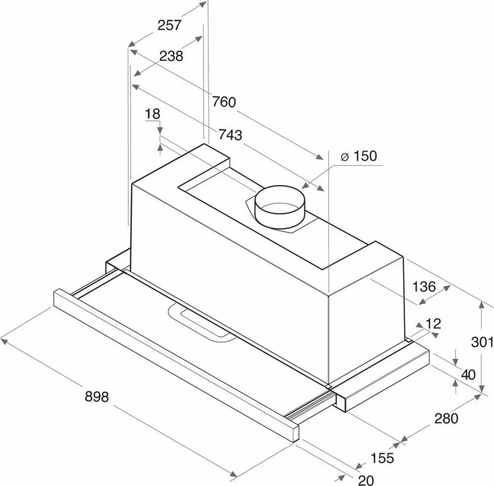 Whirlpool AKR 473/1 IX Geintegreerde Afzuigkap