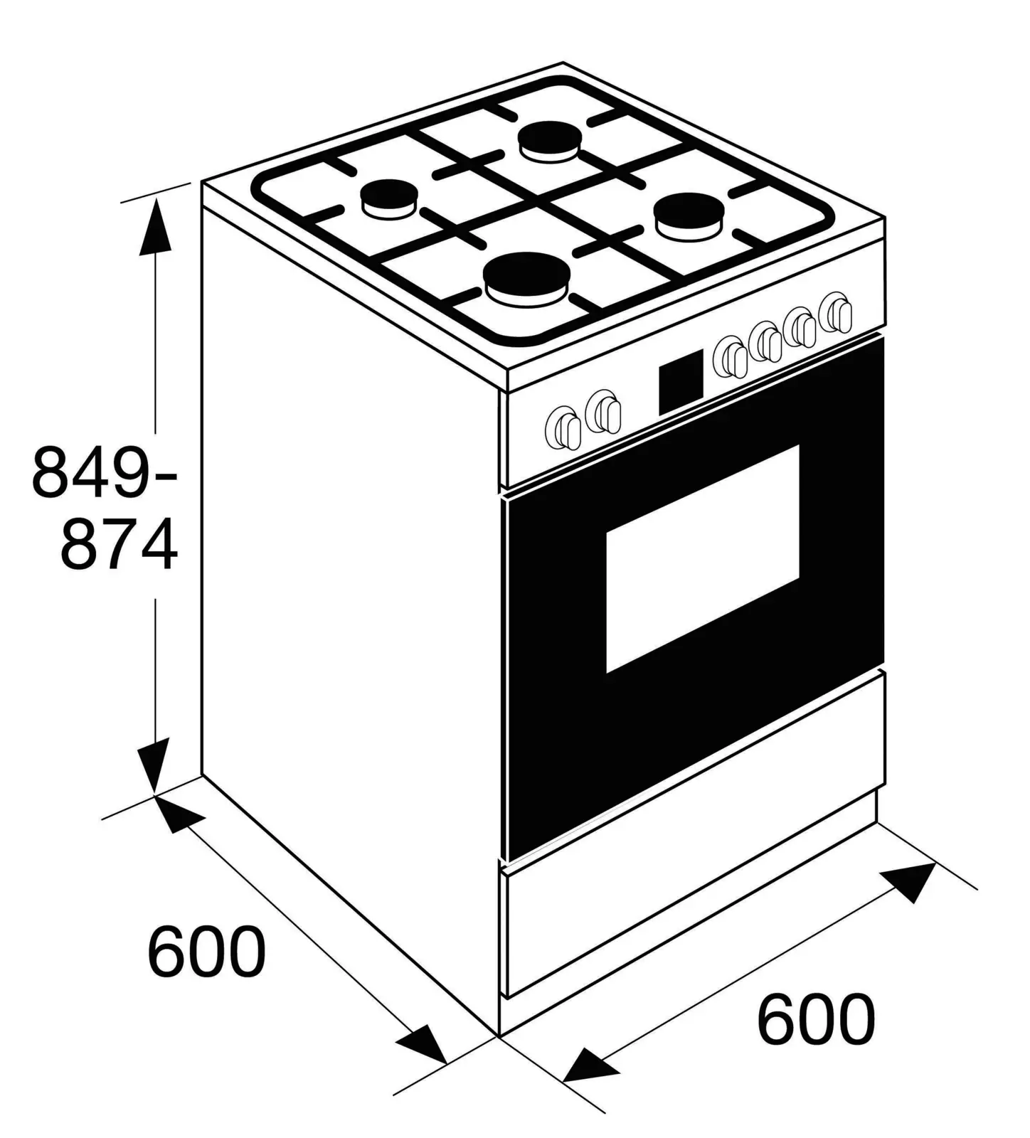 ETNA FGV561WIT Gasfornuis met Oven - 4 Pitten 
