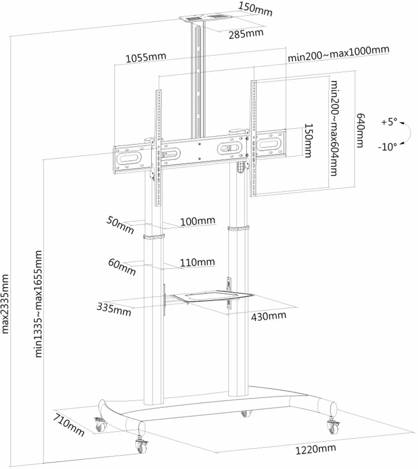 Neomounts PLASMA-M1950E verrijdbaar meubel
