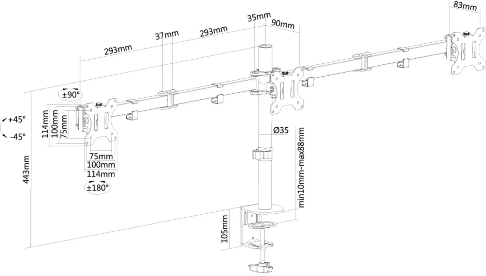 Neomounts FPMA-D550D3 monitorarm