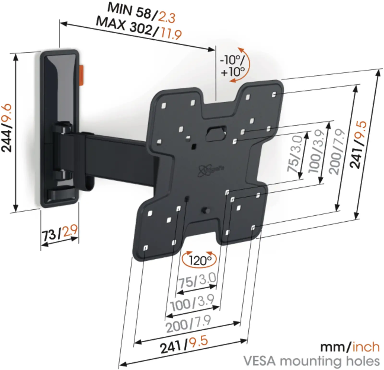 Vogel's COMFORT TVM 3225 | Draai- en kantelbare tv-beugel | 19-43