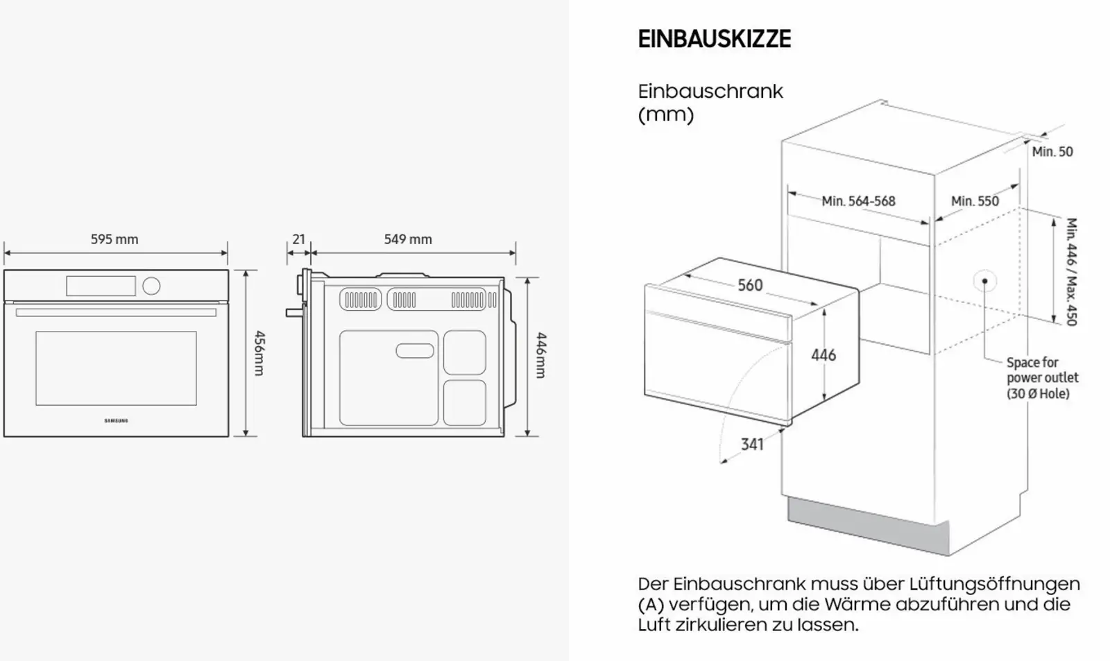 Samsung NQ5B4553FBS/U1 4-serie inbouw combimagnetron