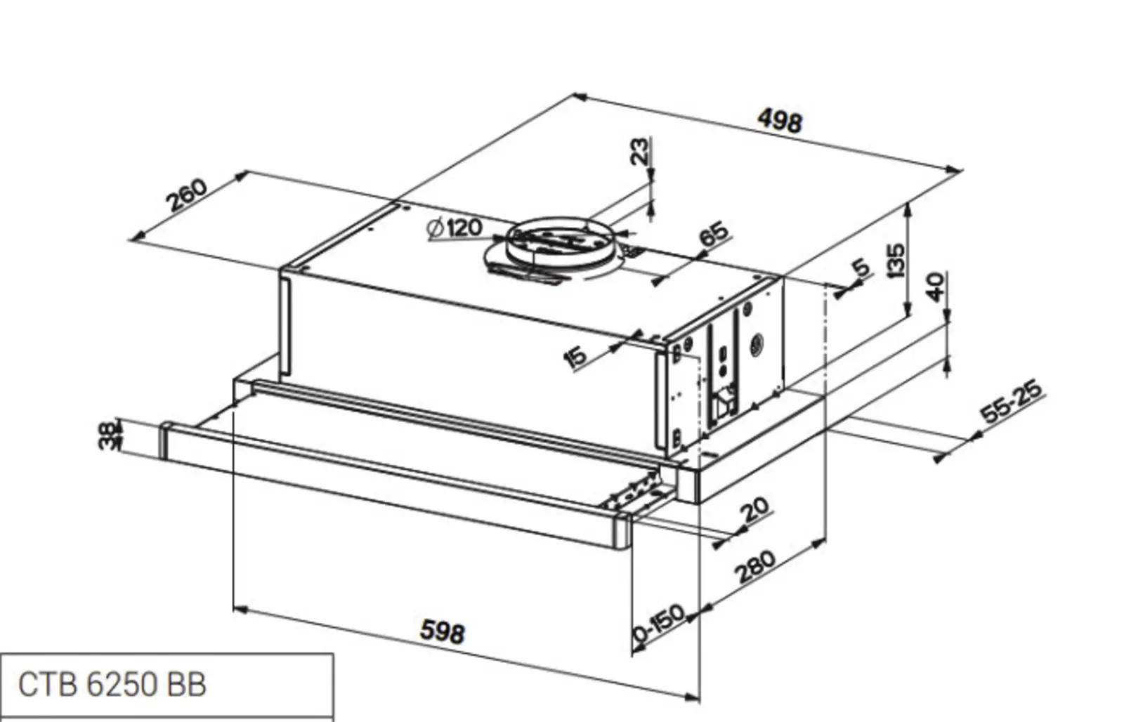 Beko CTB6250BB Afzuigkap - 60 cm - Zwart