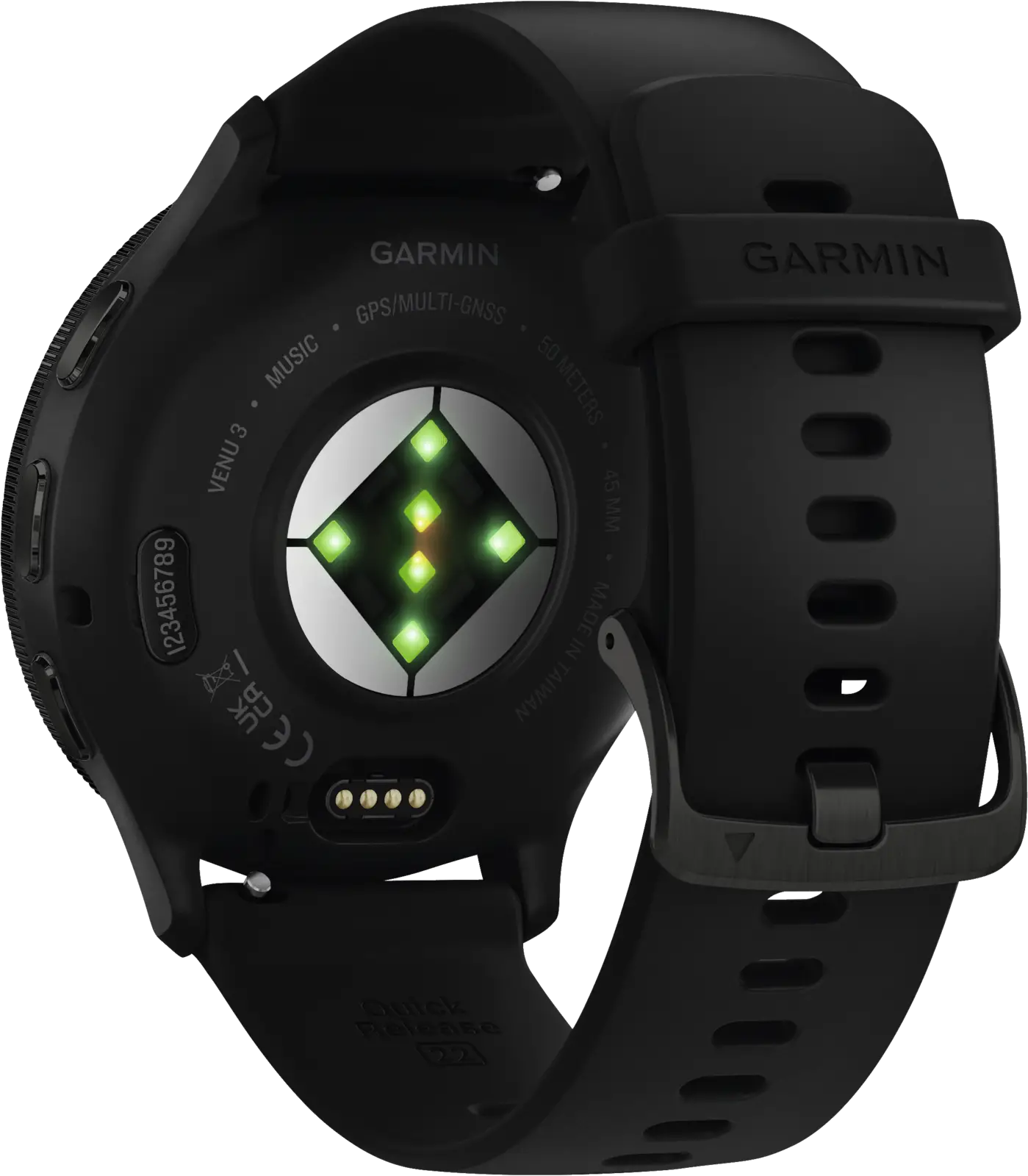 Garmin Venu® 3, Slate rand van roestvrij staal met zwarte behuizing en siliconen band