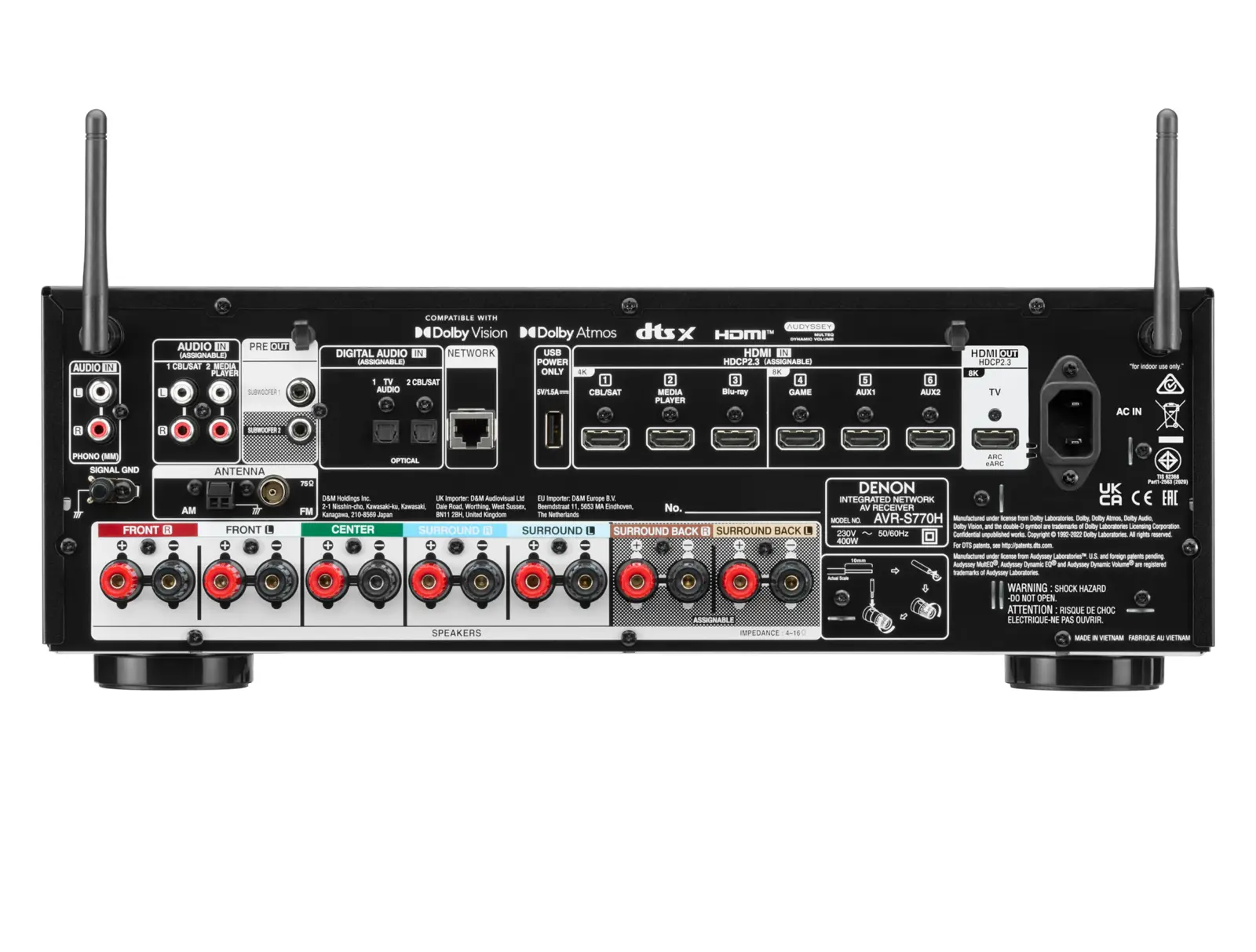 Denon AVRS770HBKE2 7.2-kanaals 8K AV-receiver