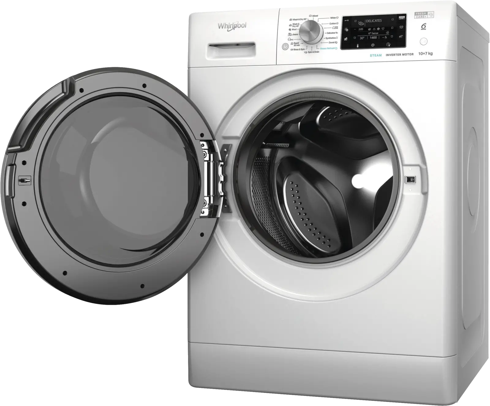 Whirlpool FFWDD1076258SVEE vrijstaande was-droogcombinatie wasmachine