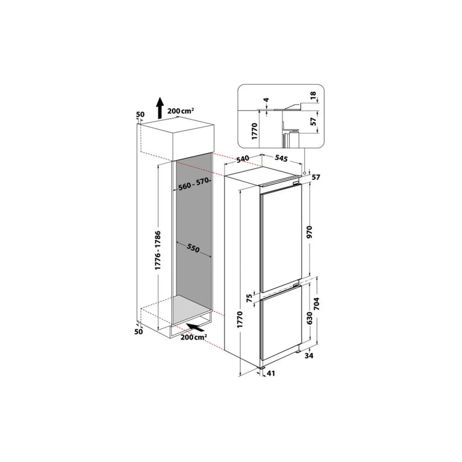 Whirlpool WHC18 T132 Inbouw Koel-vriescombinatie