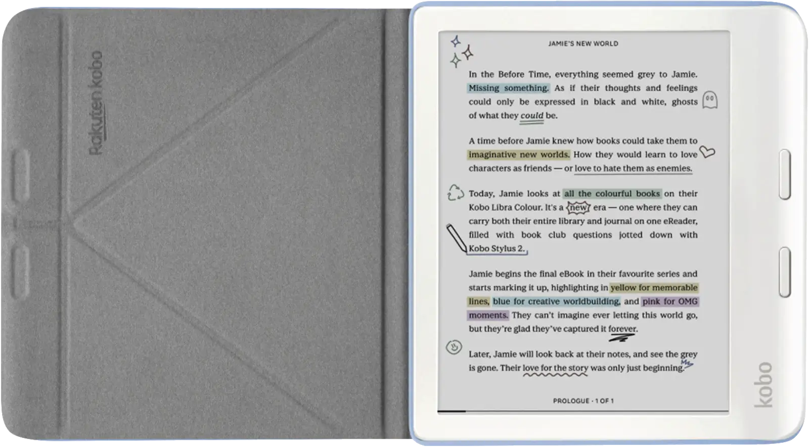 Kobo Libra Notebook sleepcover case dusk blue 