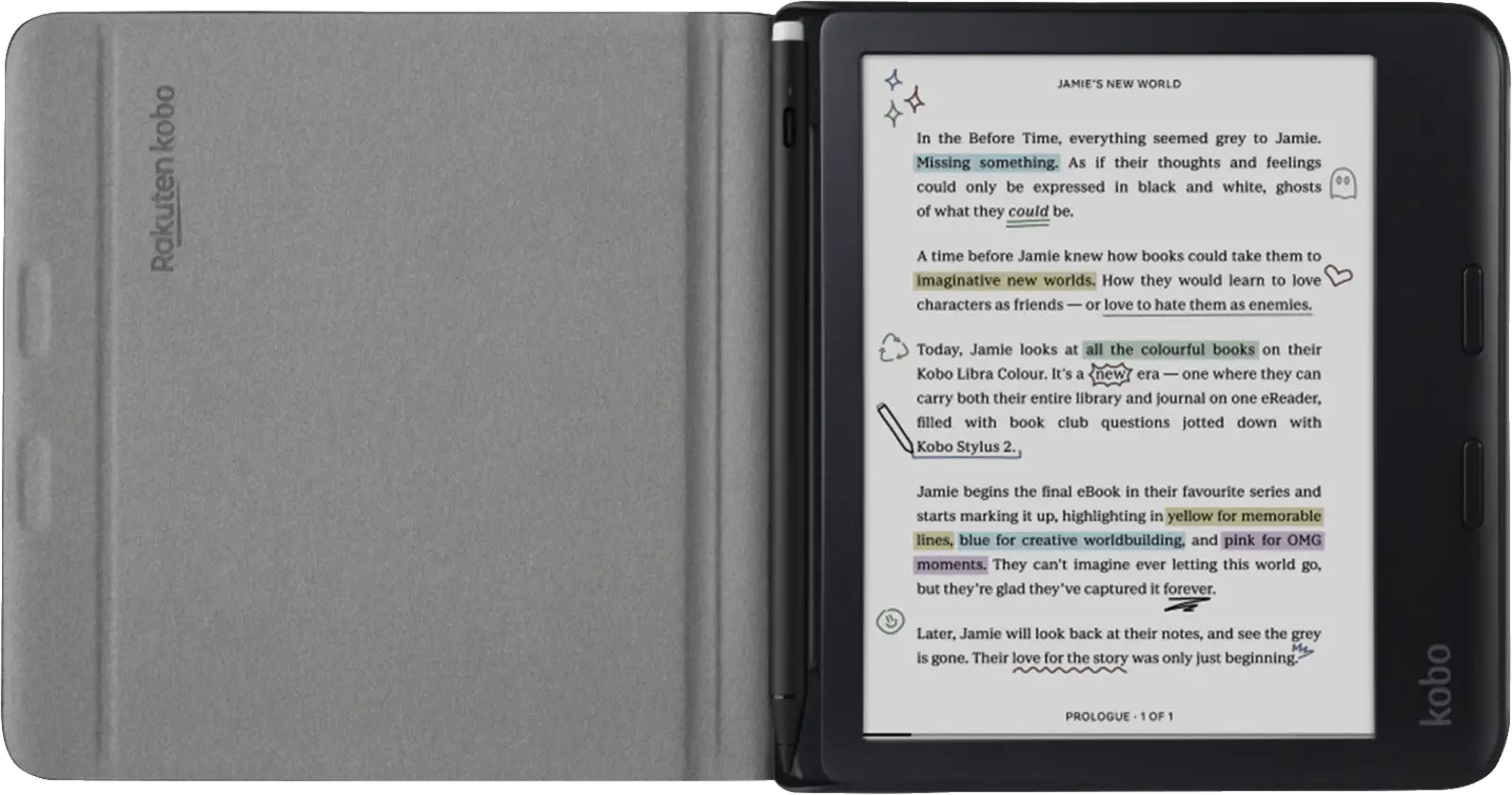 Kobo Libra Notebook sleepcover case zwart 