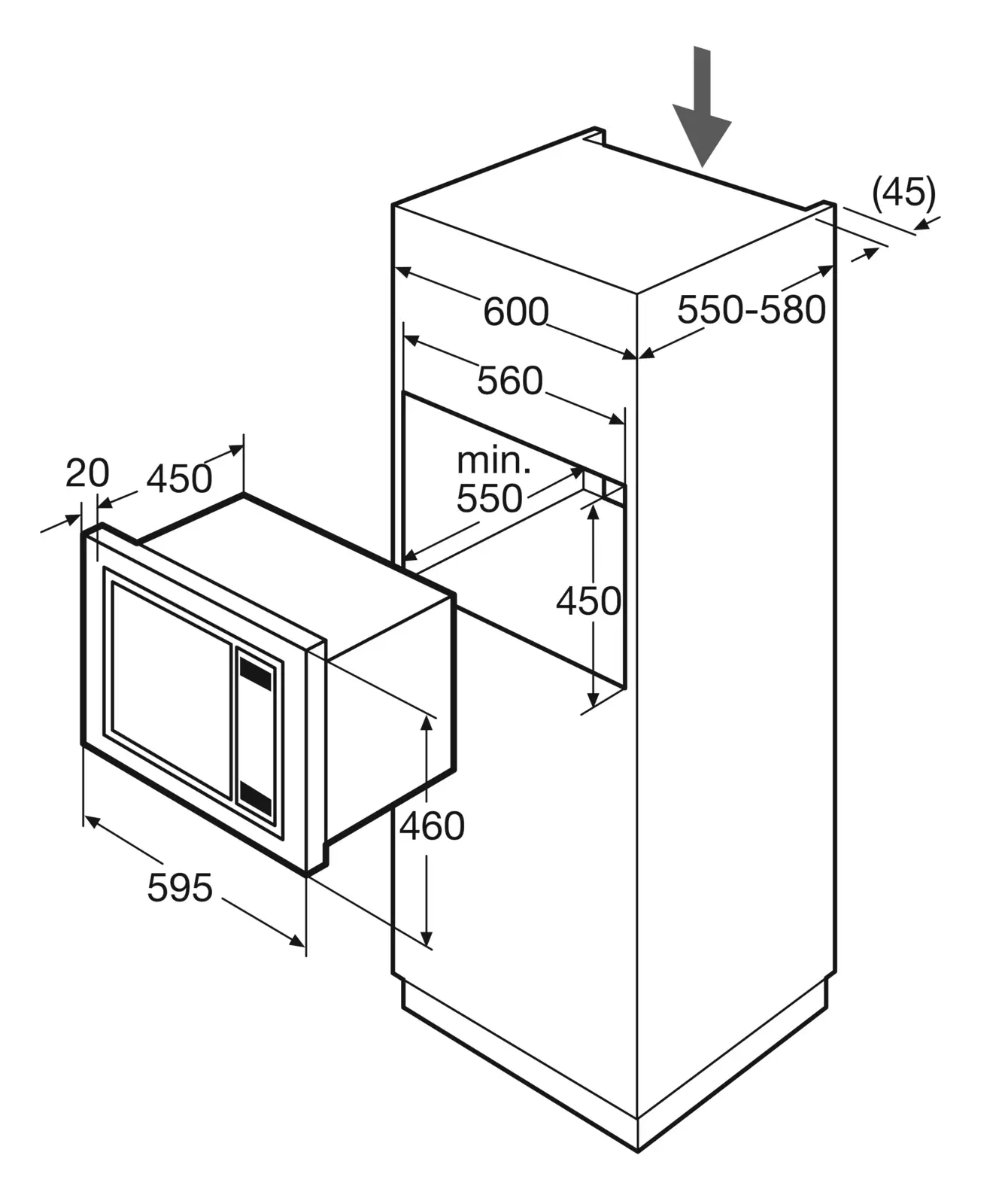 Etna CM225ZT Combi-magnetron - Nis 45 cm - Matzwart