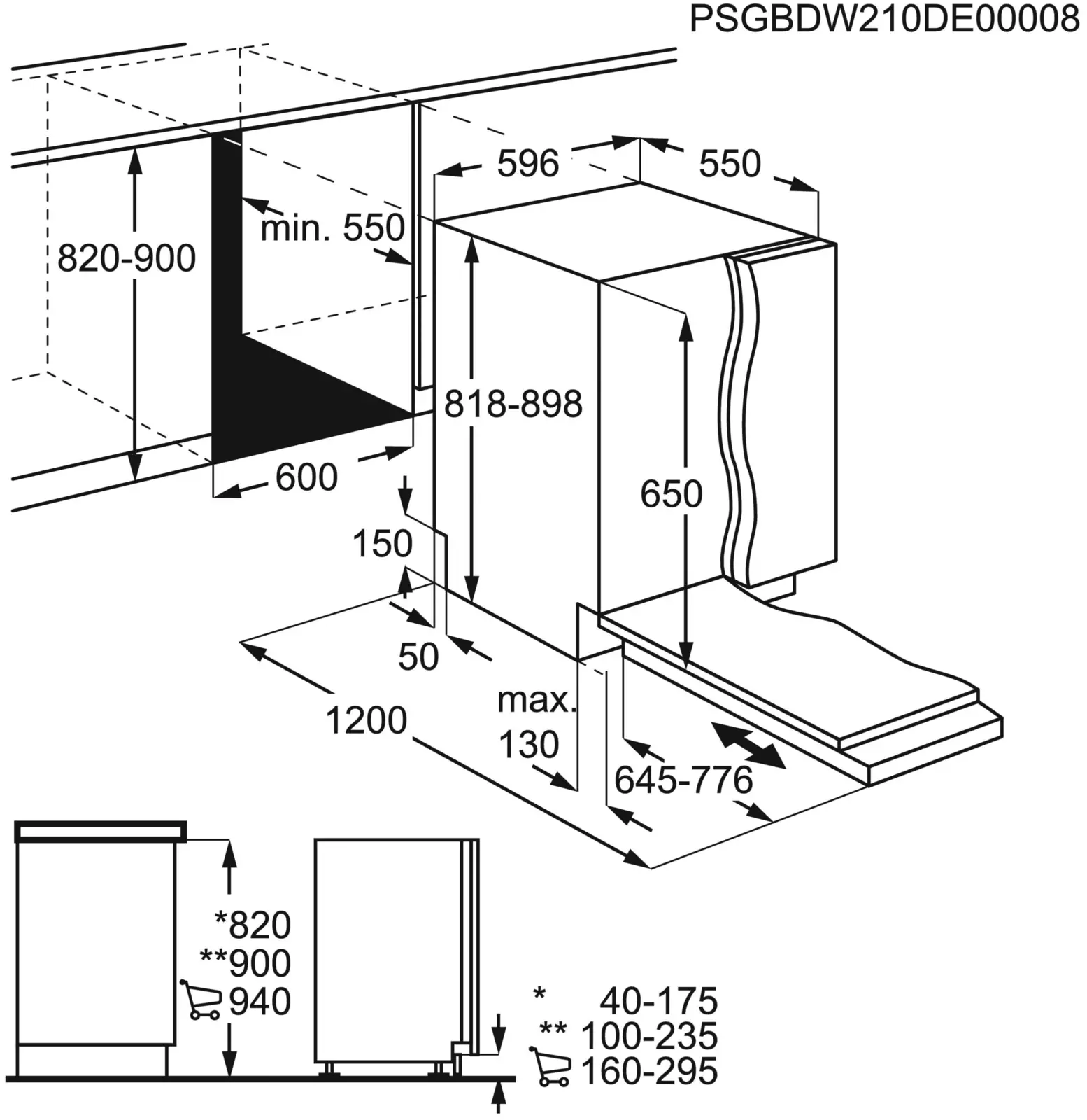 AEG FSE64610Z 6000 Serie SatelliteClean Inbouw Vaatwasser