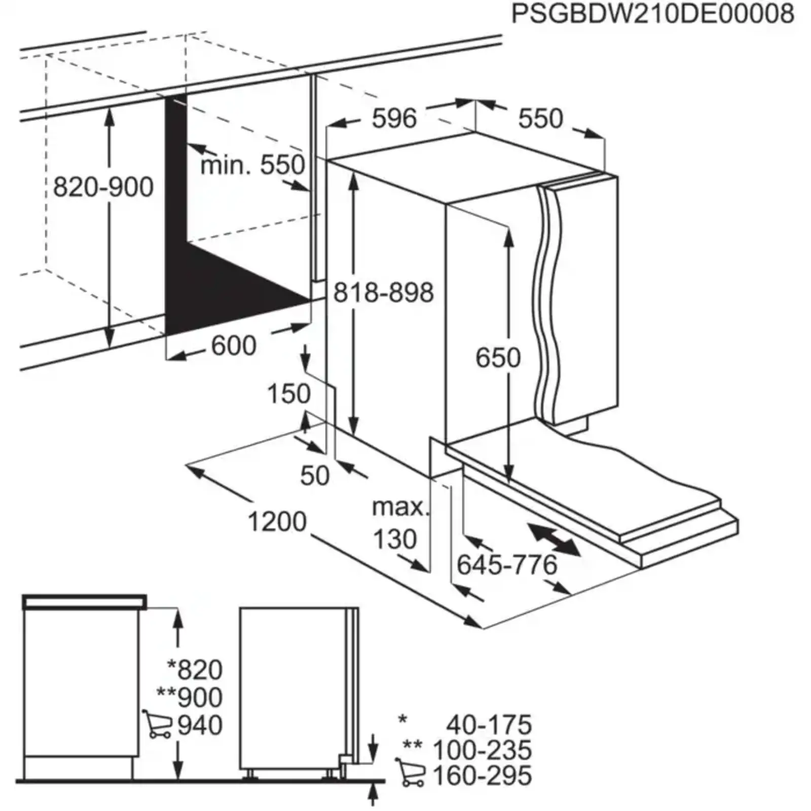 AEG FSE64610Z 6000 Serie SatelliteClean Inbouw Vaatwasser