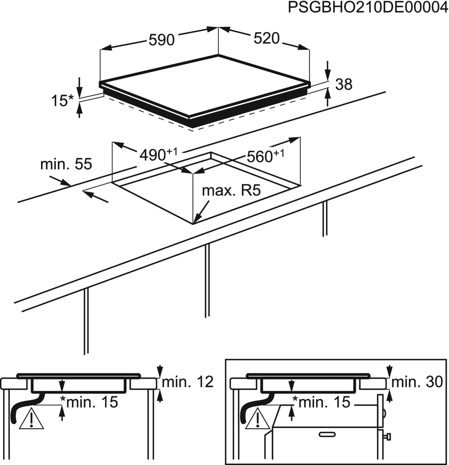 AEG HK624000FB 3000 Serie Keramische Inbouw Kookplaat - 60 cm