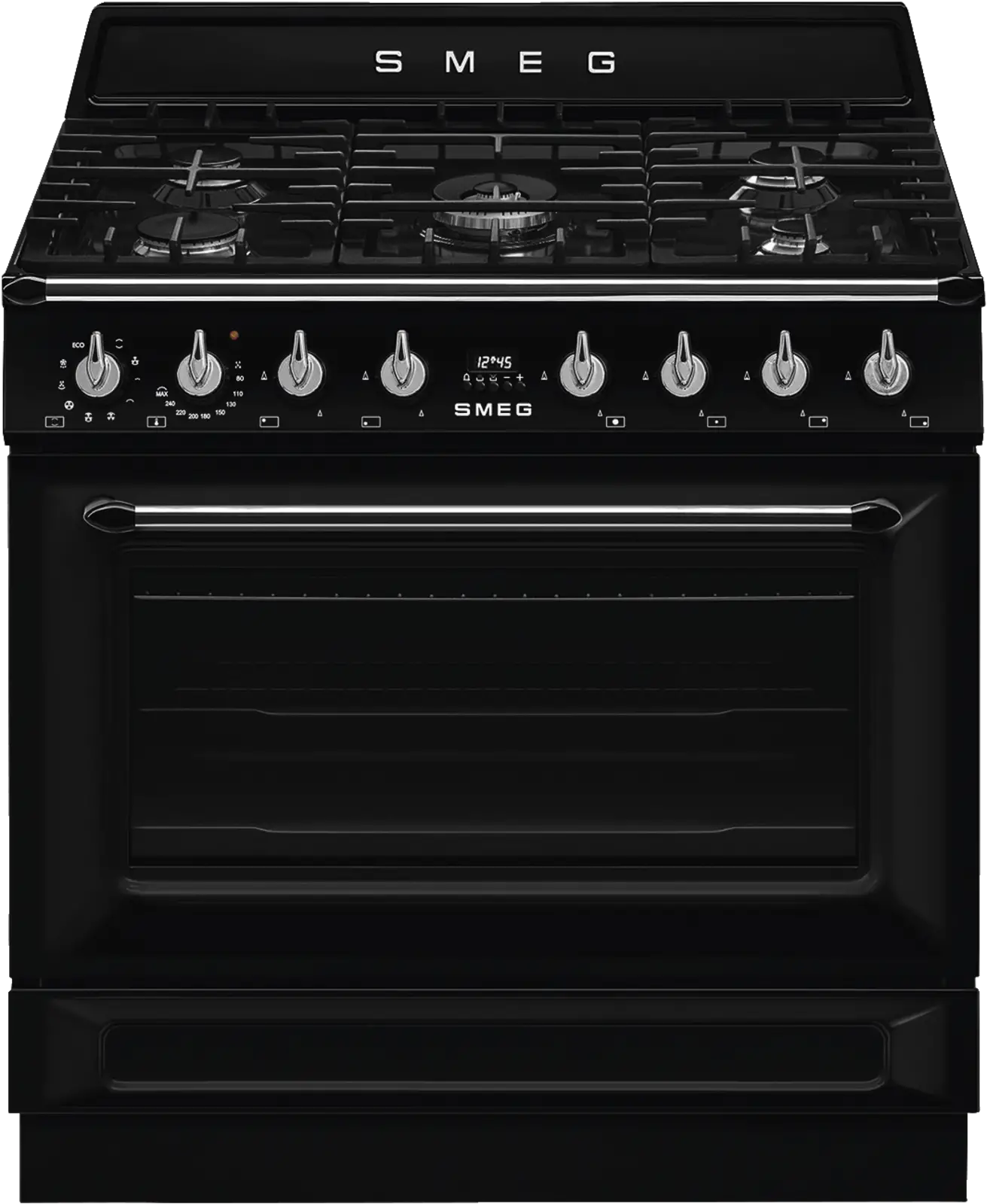 SMEG TR90GMBLNL TR90GMBLNLVictoria Esthetisch Fornuis met Gas Kookplaat - 90 x 60 cm - Zwart