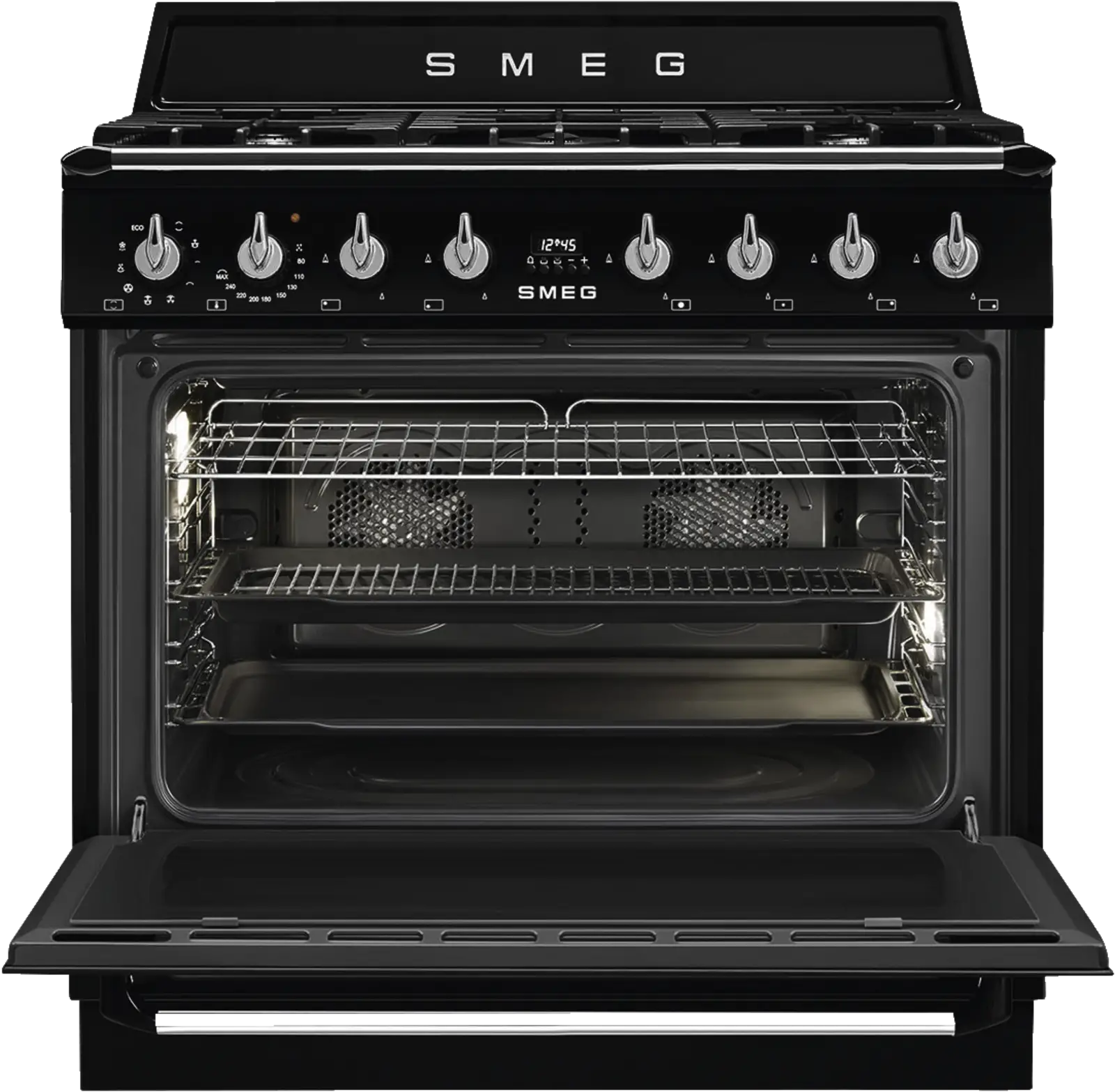 SMEG TR90GMBLNL TR90GMBLNLVictoria Esthetisch Fornuis met Gas Kookplaat - 90 x 60 cm - Zwart