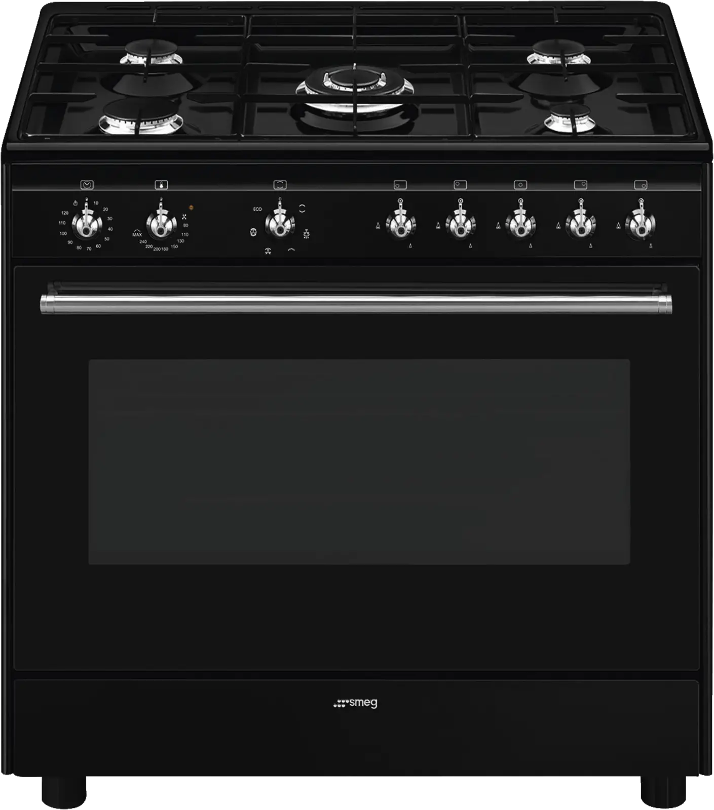 SMEG CX91GMBLNLK Classici Esthetisch Fornuis met Gas Kookplaat - 90 x 60 cm - Zwart